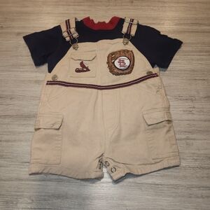 Genuine Merchandise By Carter's St Louis Cardinals Overall Shorts Baby Tan...